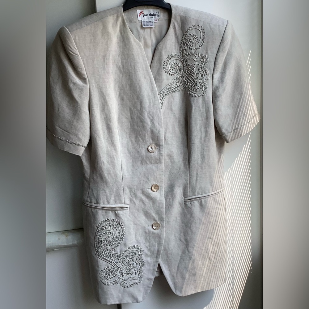 EUC vintage linen tunic suit jacket